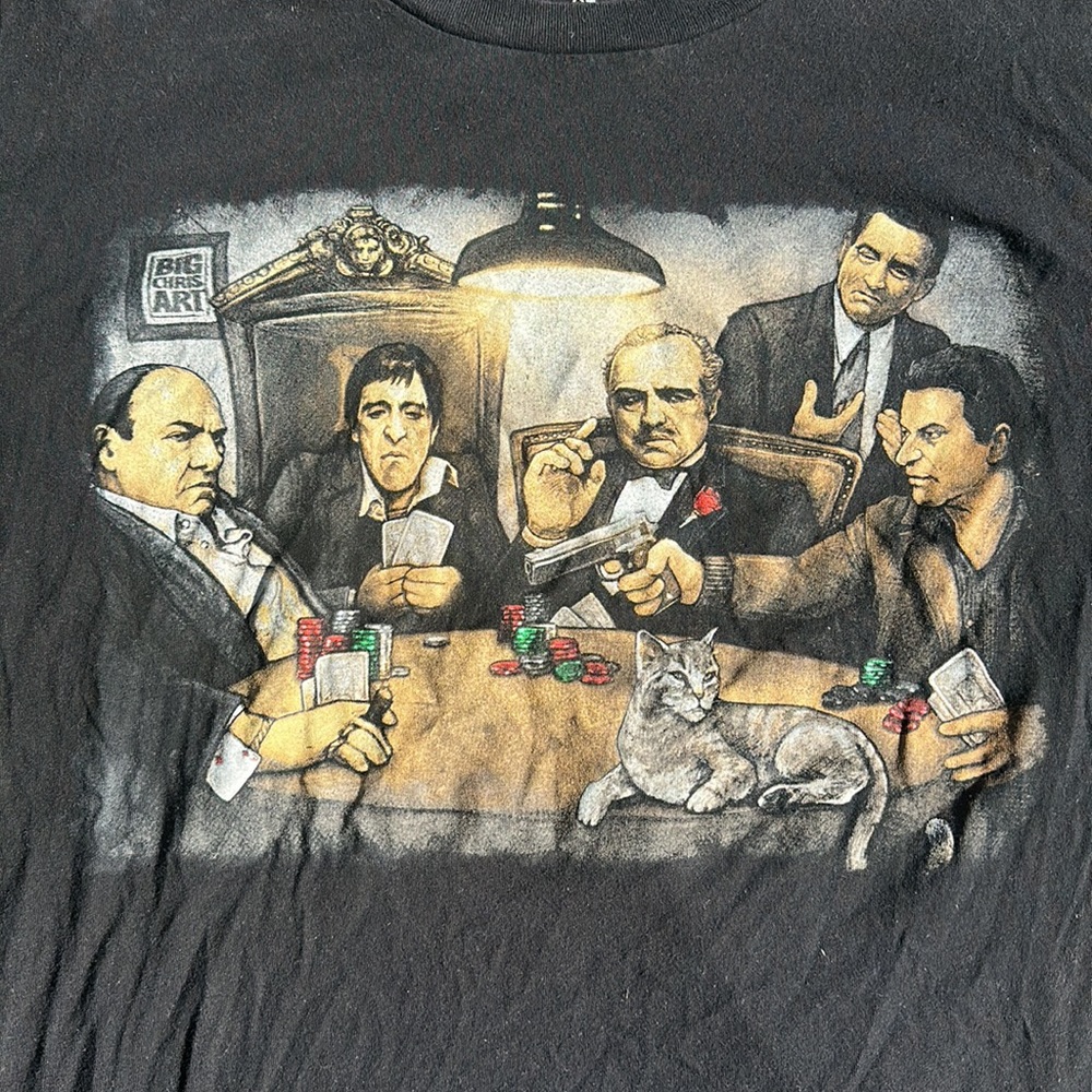 Big Chris Art Gangsters Playing Poker Tee  black XL